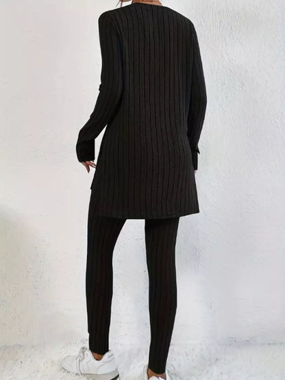 Side Slit Ribbed Top and Pants Set