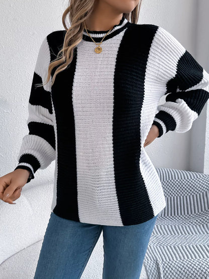 Color Block Round Neck Sweater