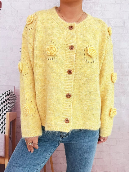 Flower Button-Up Cardigan