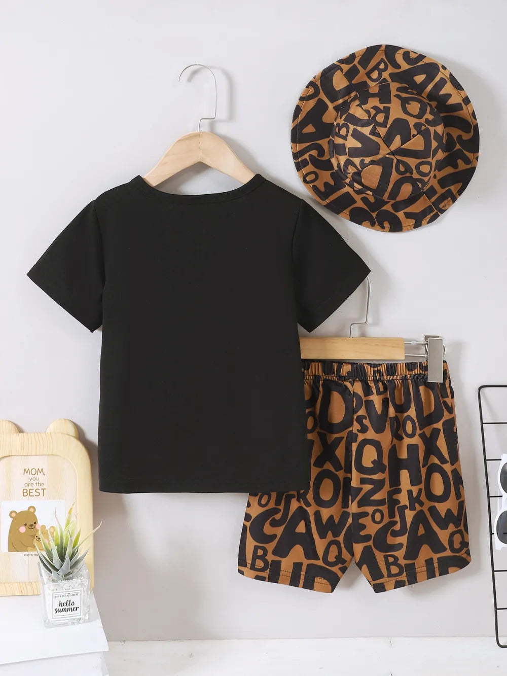 Children's Teddy Bear Round Neck Top and Pants Set