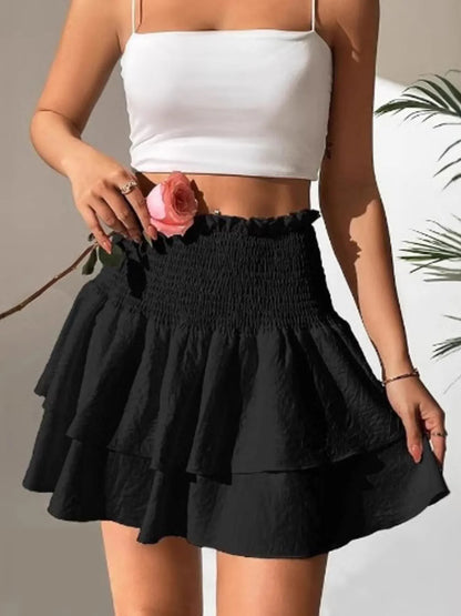 Smocked Layered Mini Skirt