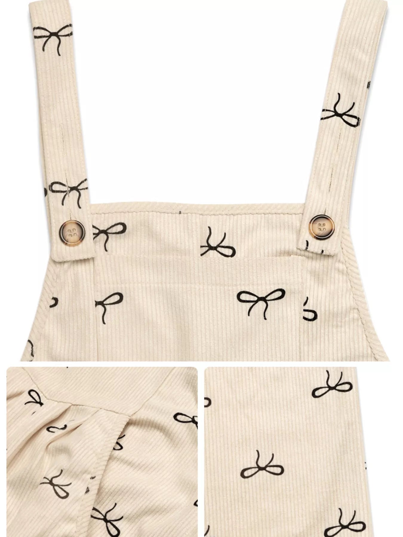 Bow Wide Leg Corduroy Overalls