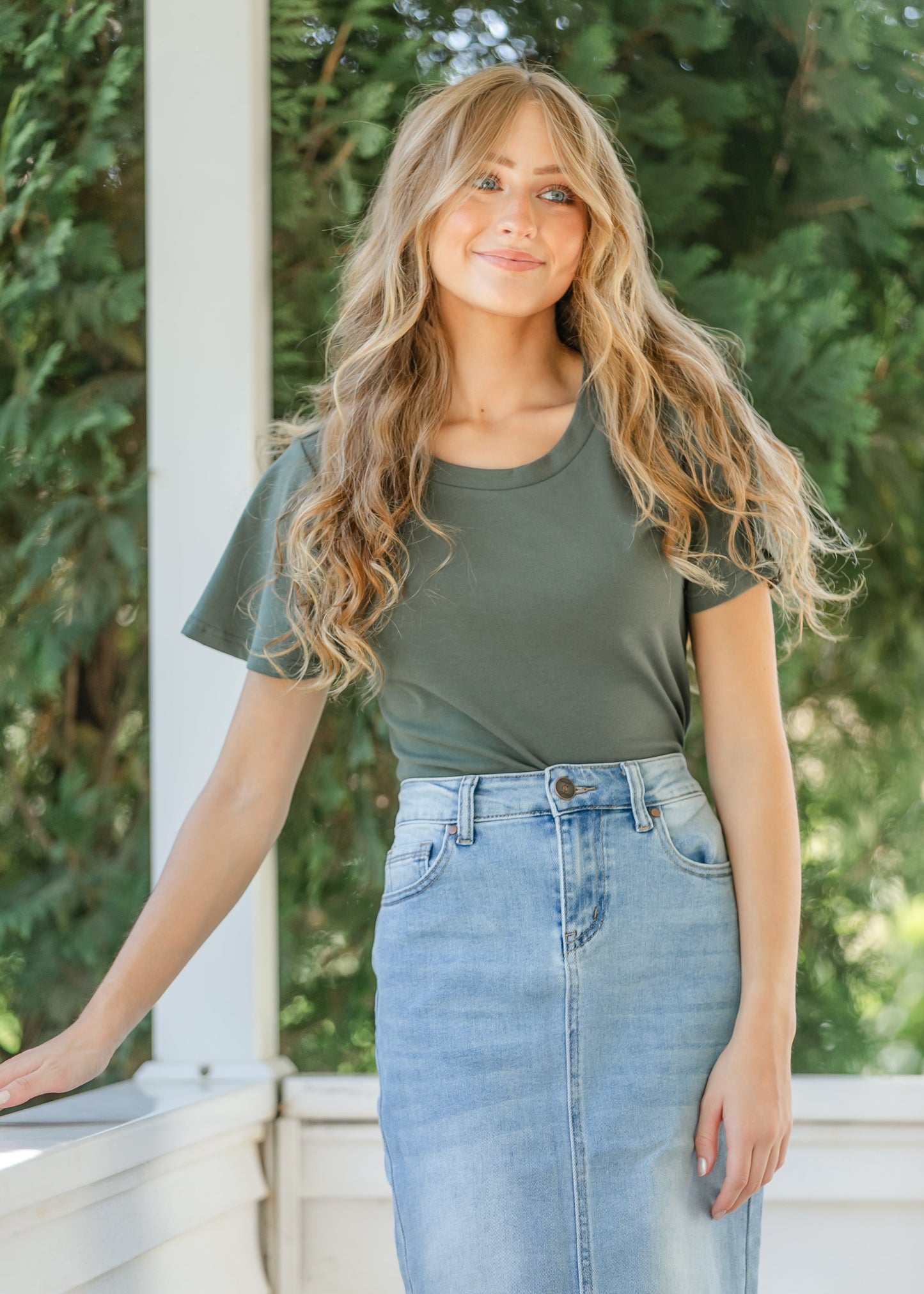Essential Flutter Sleeve Top Olive