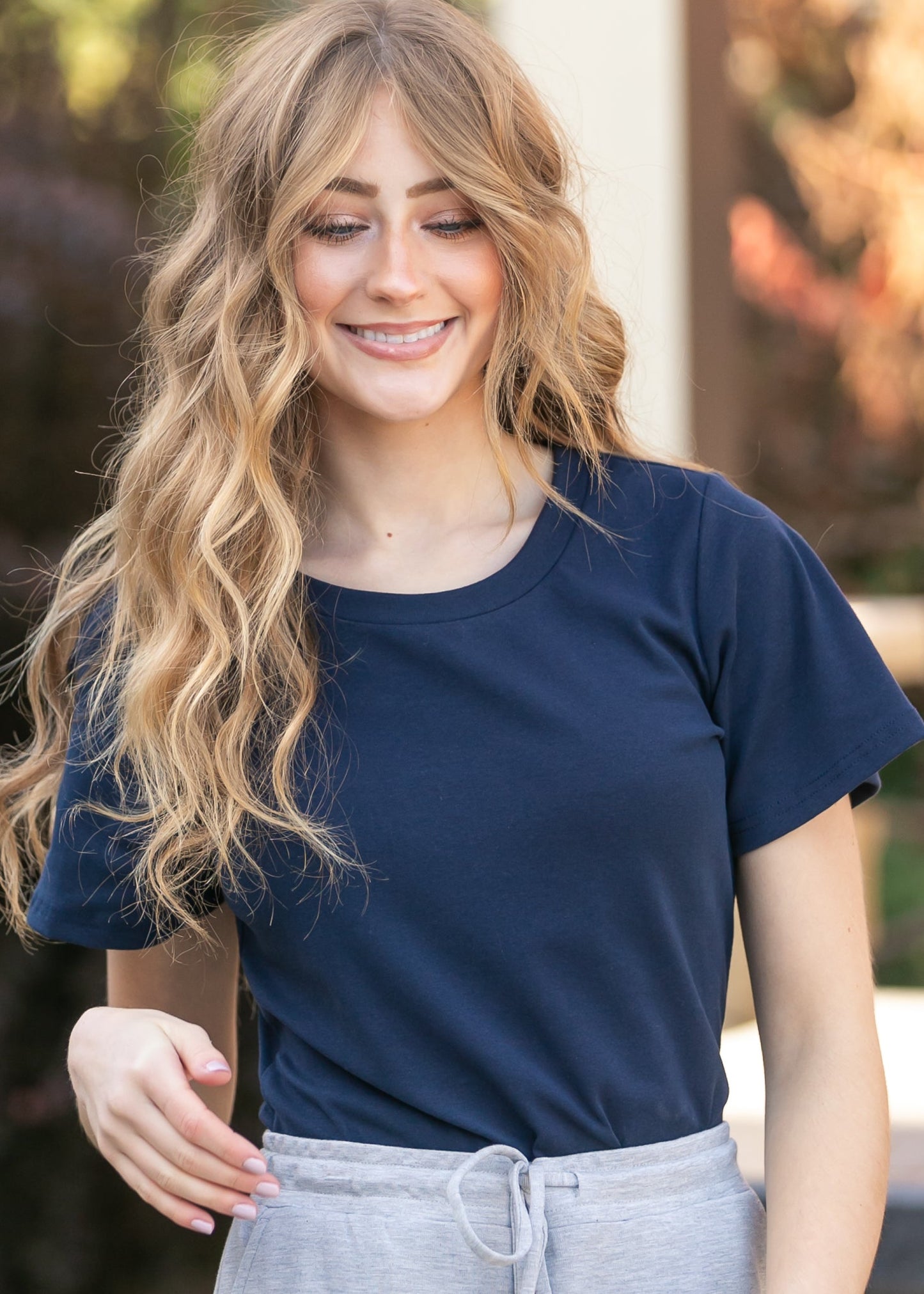 Essential Flutter Sleeve Top Navy