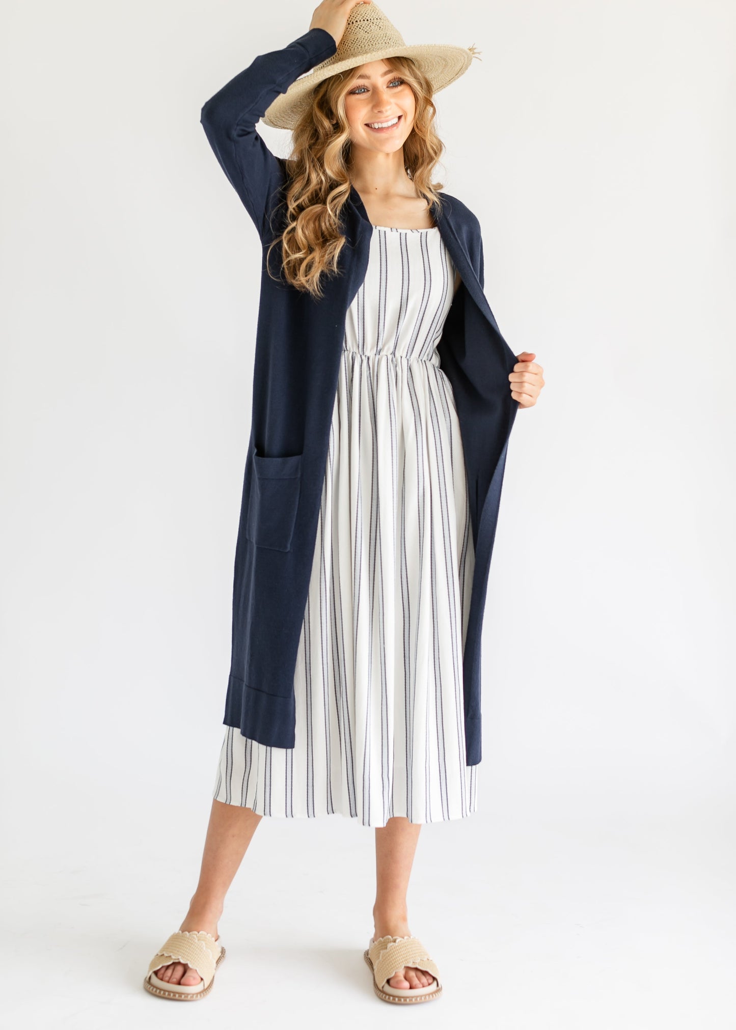 Essential Long + Soft Cardigan Navy