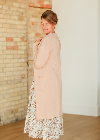 Essential Long + Soft Cardigan Pink