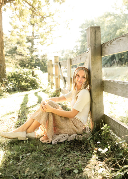 Essential Ribbed Half Sleeve Tee Taupe