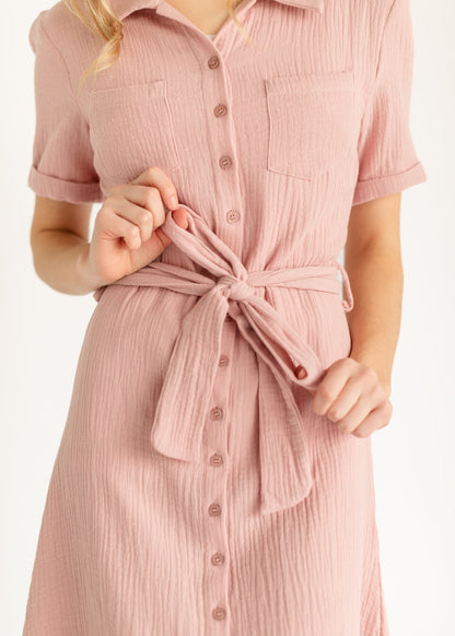 Essential Gauze Shirt Dress - FINAL SALE