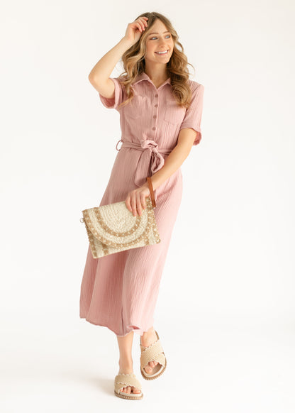 Essential Gauze Shirt Dress - FINAL SALE Dusty Rose