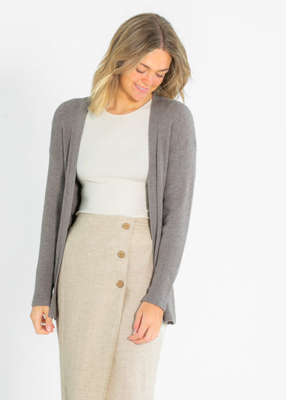 Essential Waffle Knit Cardigan - FINAL SALE Dark Taupe