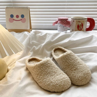 Round Toe Fuzzy Indoor Slippers