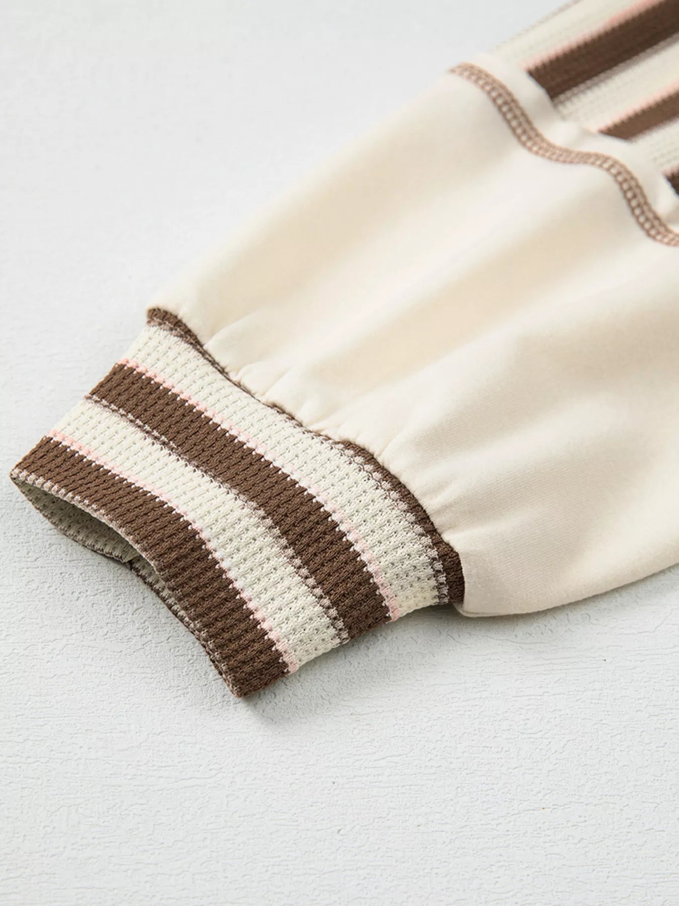 Stripe Stitched Detail Color Block Patchwork Oversized Top