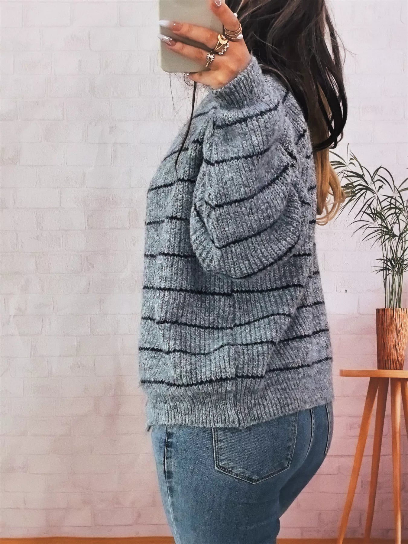 Striped Button Up Long Sleeve Cardigan