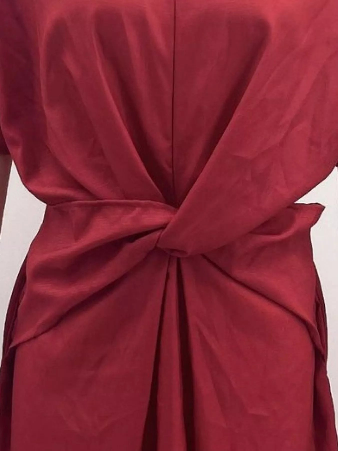 Twist Front V-Neck Half Sleeve Dress