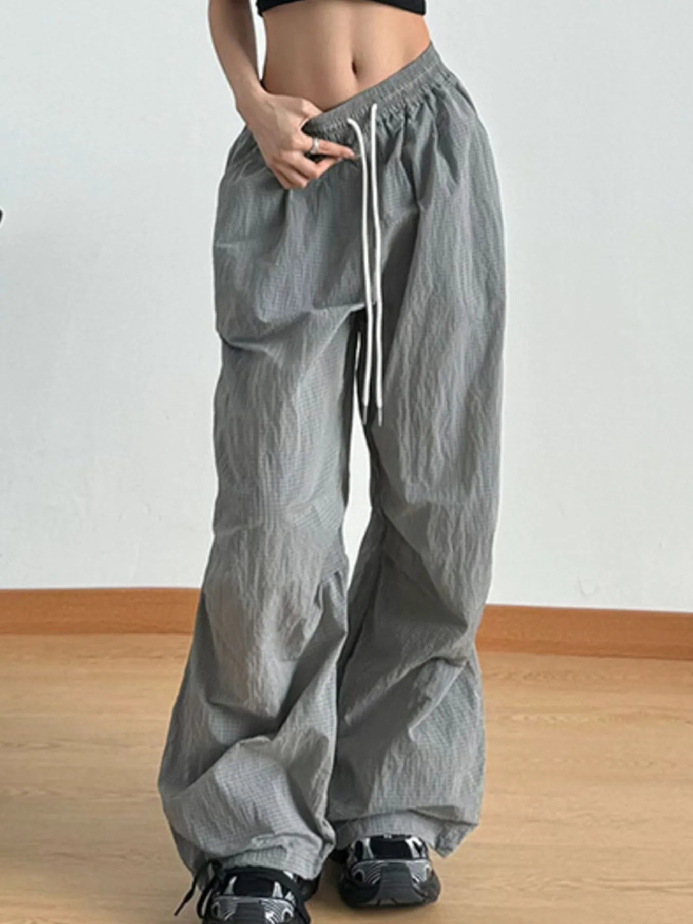 Wide Leg Drawstring Casual Pants