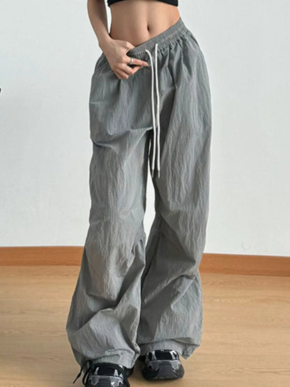 Wide Leg Drawstring Casual Pants
