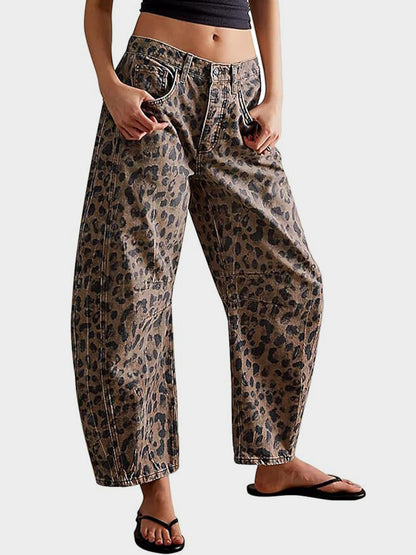 Leopard Wide Leg Jeans Leopard