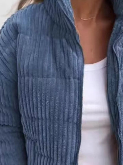 Full Size Zip Up Turtleneck Long Sleeve Winter Coat Plus Size