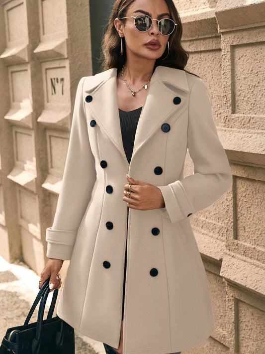 Double-Breasted Wool Blend Overcoat