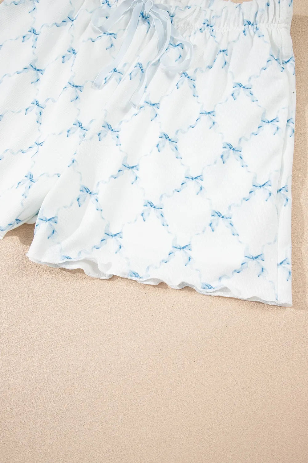 Printed Round Neck Top and Shorts Two-Piece Lounge Set