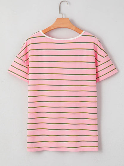 Striped Casual V-Neck T-Shirt
