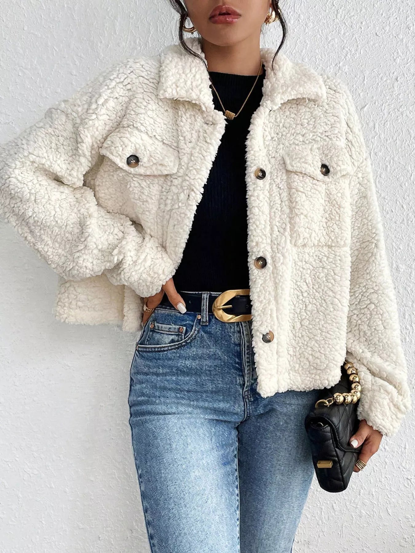 Cozy Sherpa Button-Down Jacket