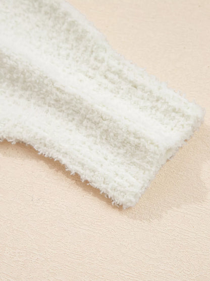 Multicolored Striped Accent Hooded Popcorn Sweater