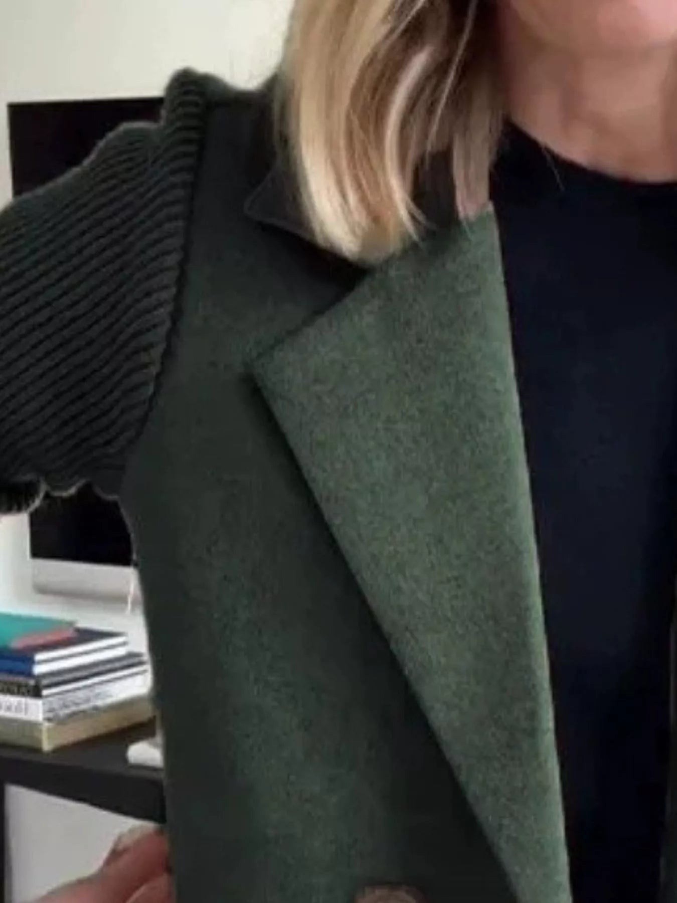 Full Size Knit Sleeve Double-Breasted Outerwear Plus Size