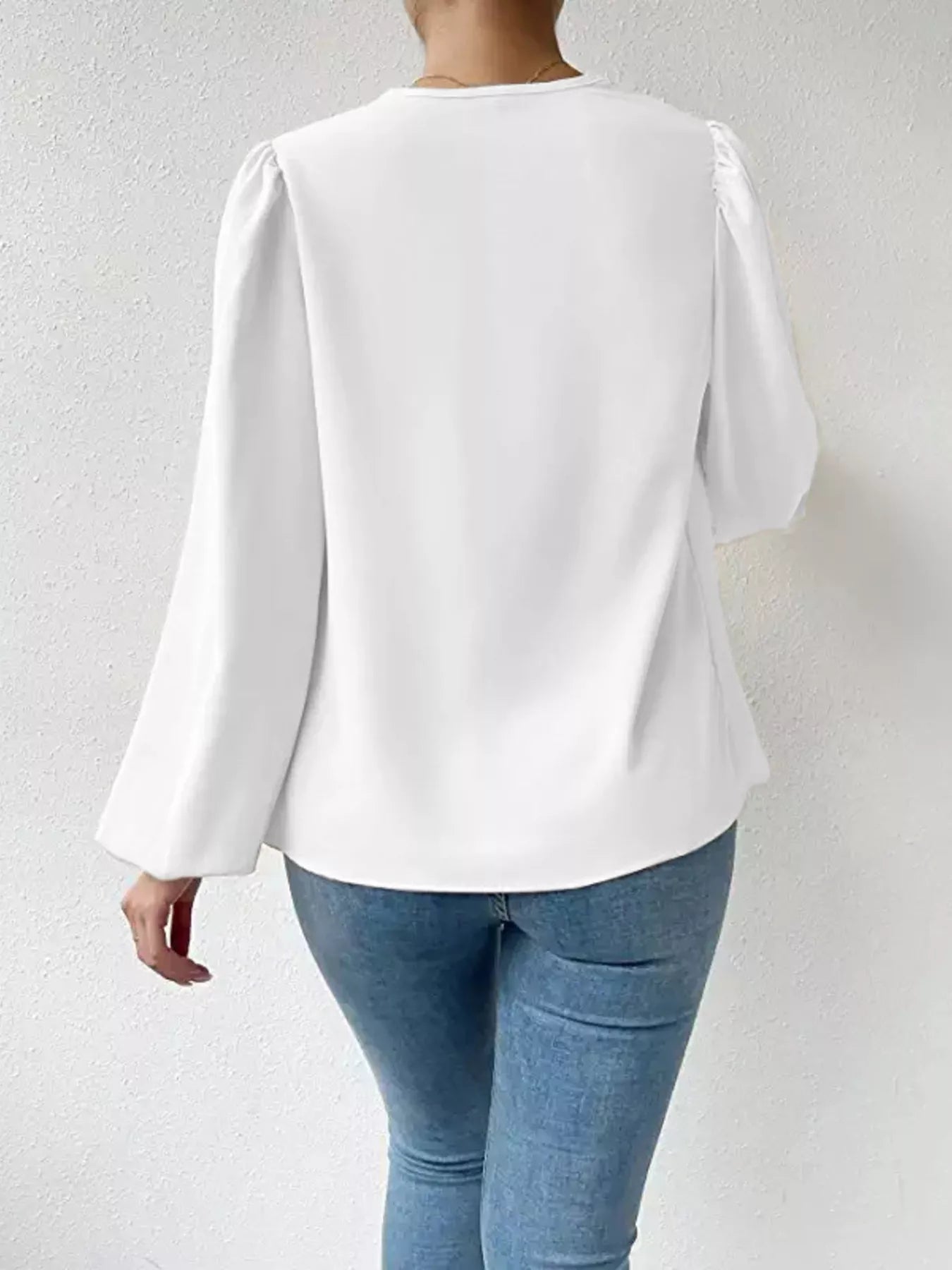 Full Size Cowl Neck Balloon Sleeve Blouse Plus Size