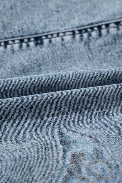 Drawstring High Waist Pocketed Denim Shorts