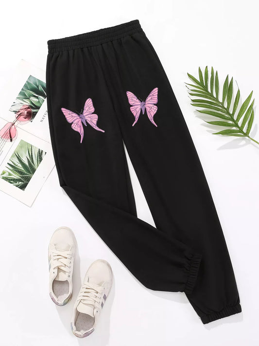 Butterfly Casual Sweatpants Black