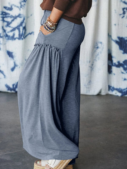 Casual Wide Leg Drawstring Pants