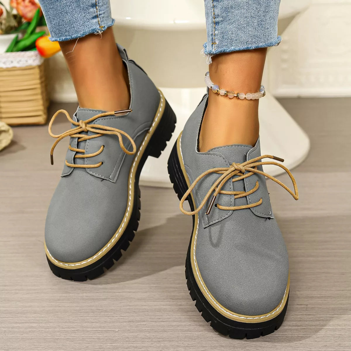 Lace-Up Platform Loafers