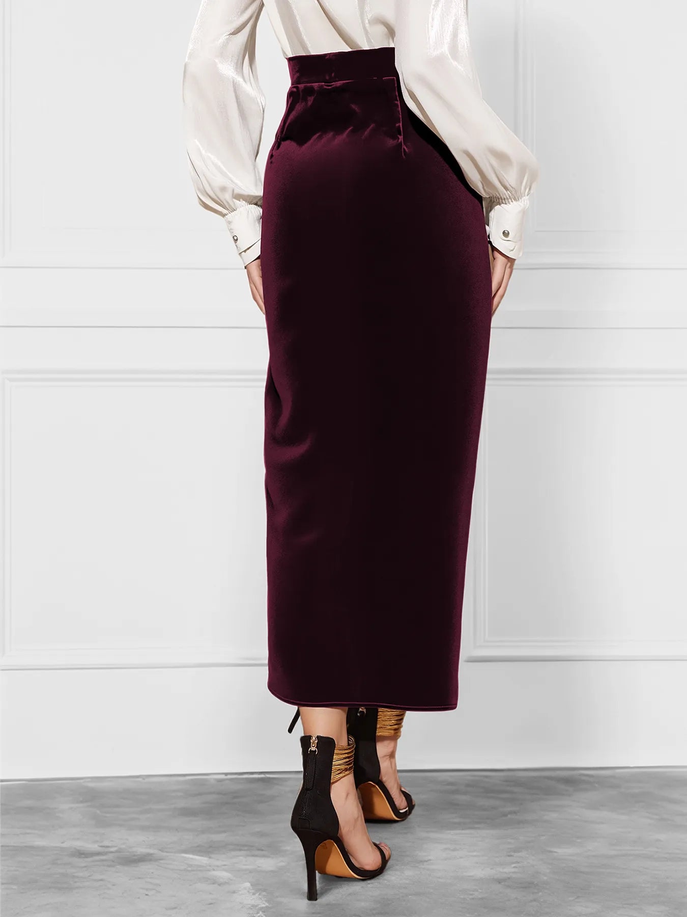 Side Tied Velvet Skirt