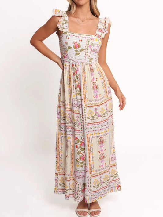 Floral Print Ruffle Strap Jumpsuit Color