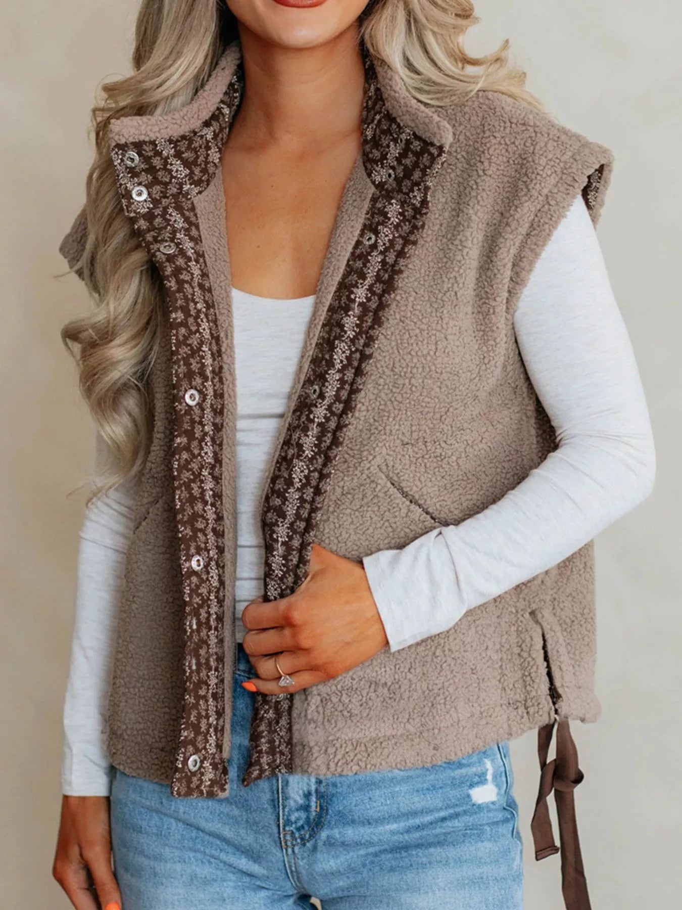 Side Bows Sherpa Fleece Vest