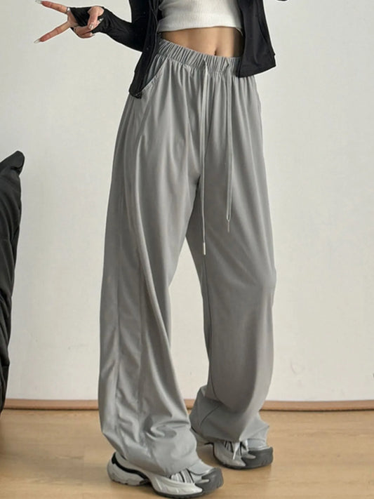 Wide-Leg Drawstring Pants
