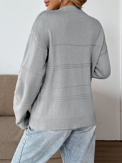 V-Neck Dropped Shoulder Sweater