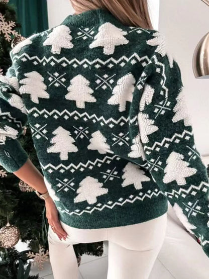 Christmas Tree Pattern Long Sleeve Sweater
