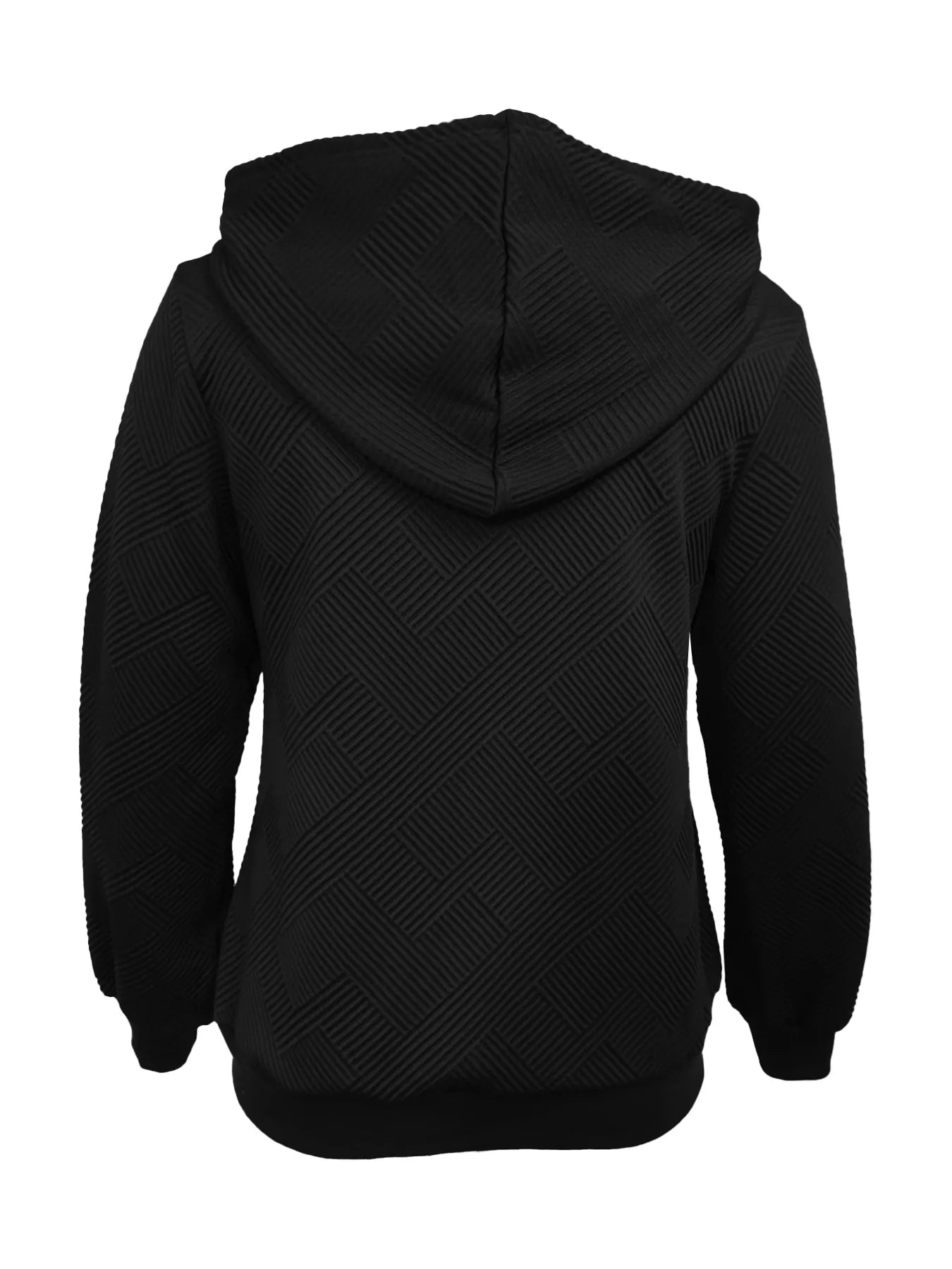 Texture Zip-Up Hoodie with Drawstring