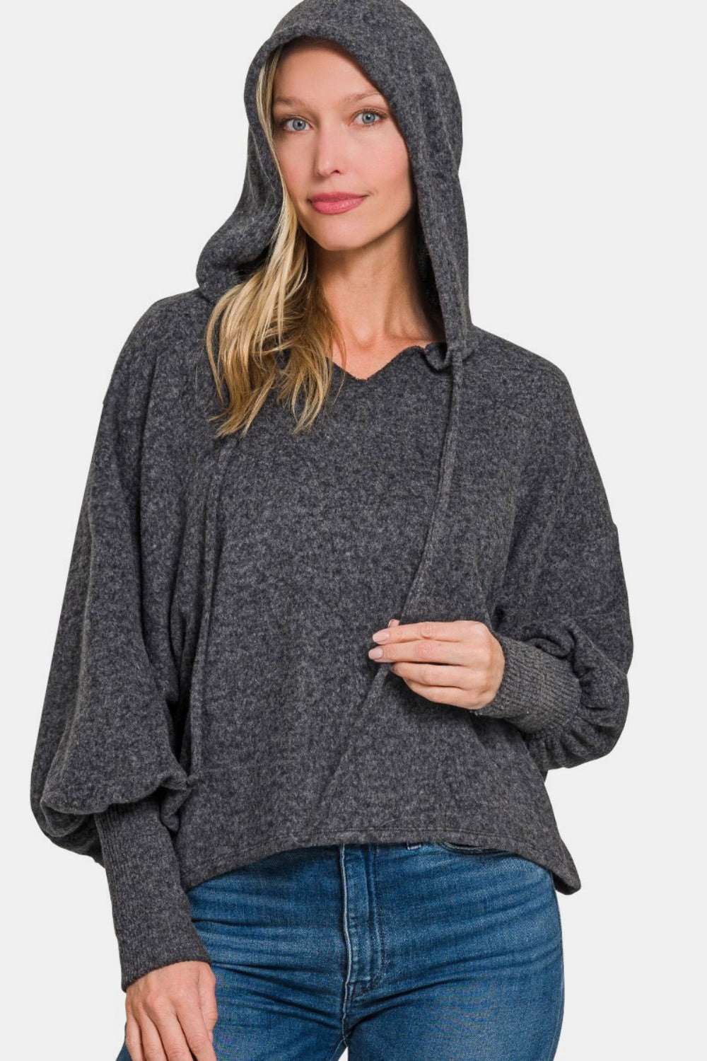 Back To School Sweater - Zenana Brushed Hacci Drop Shoulder Cropped Hoodie