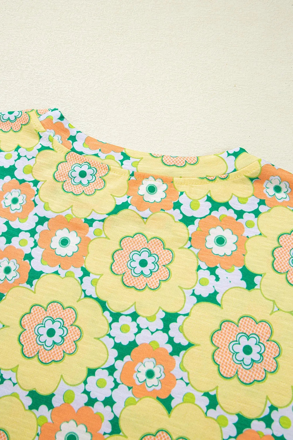 Floral Print Round Neck Oversized T-Shirt