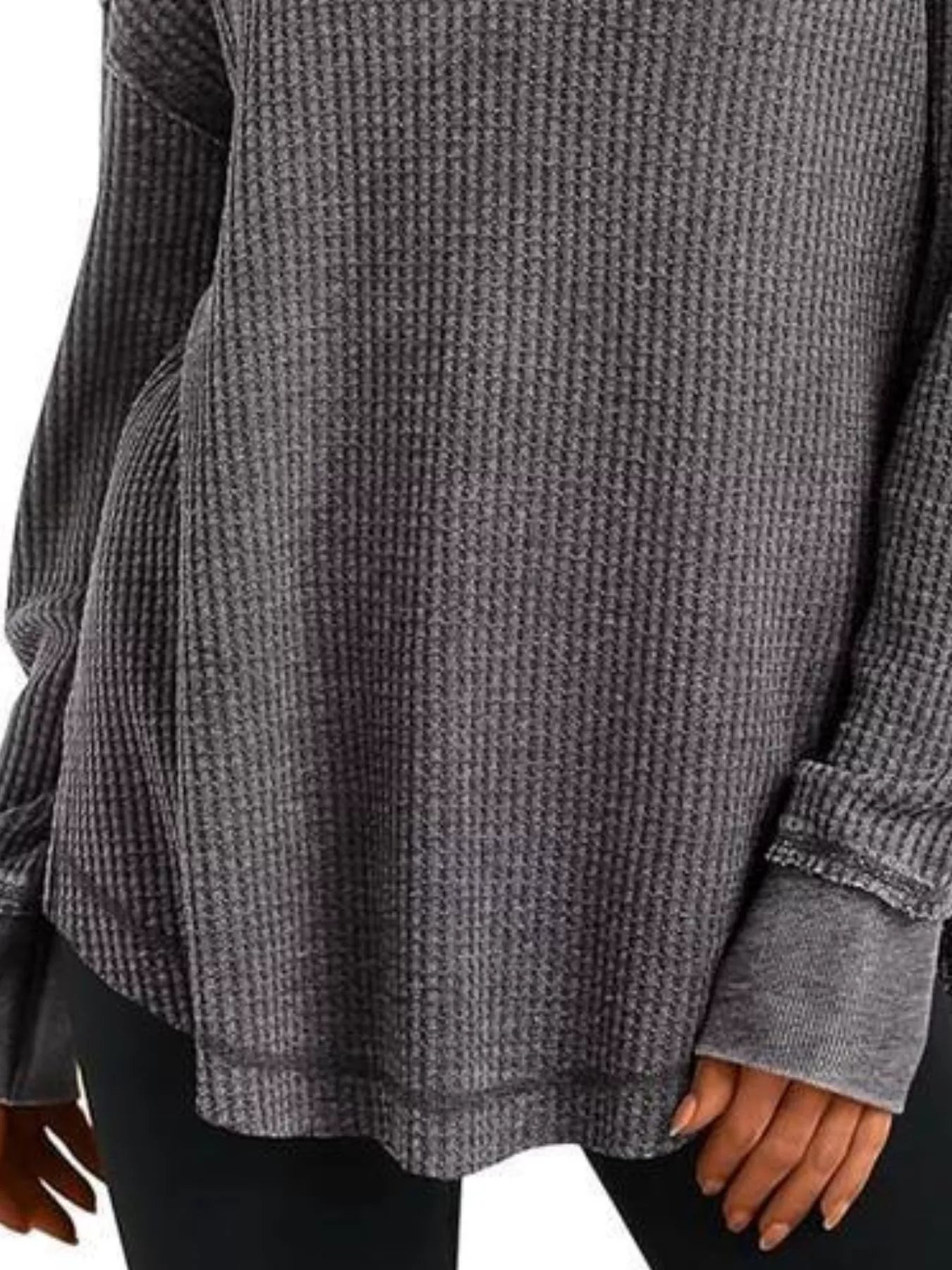 Waffle Knit Long Sleeve Sweatshirt