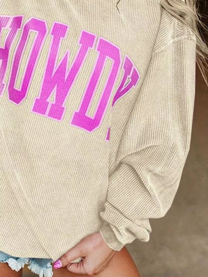 Full Size Howdy Round Neck Oversized Sweatshirt Plus Size