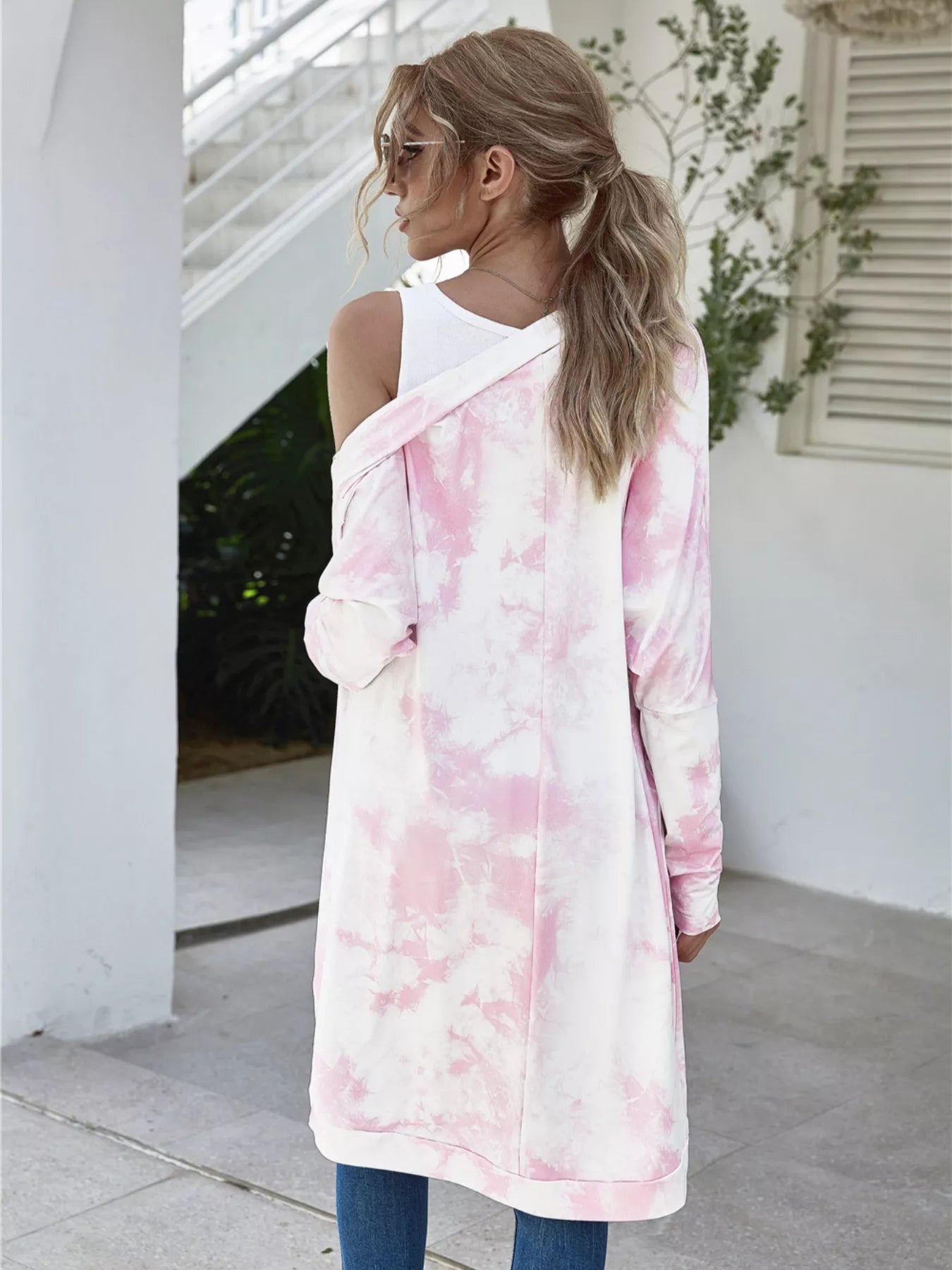 Tie-Dye Oversized Open Front Cardigan