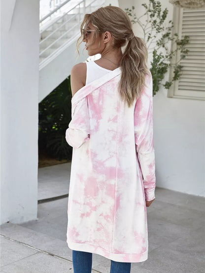 Tie-Dye Oversized Open Front Cardigan