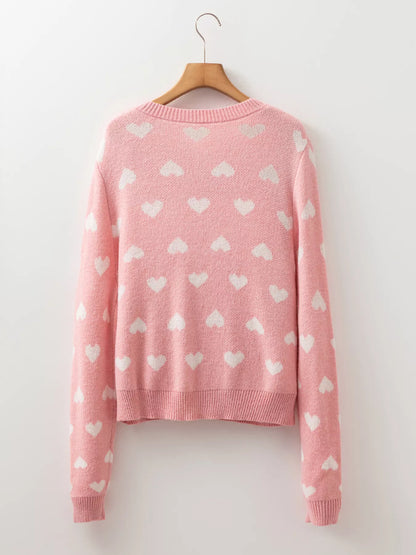 Heart Pattern Button Front Cardigan