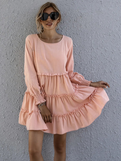 Frill Tiered Long Sleeve Mini Dress