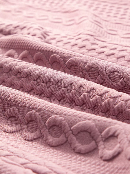 Cable Texture Puff Sleeve Loose Shacket