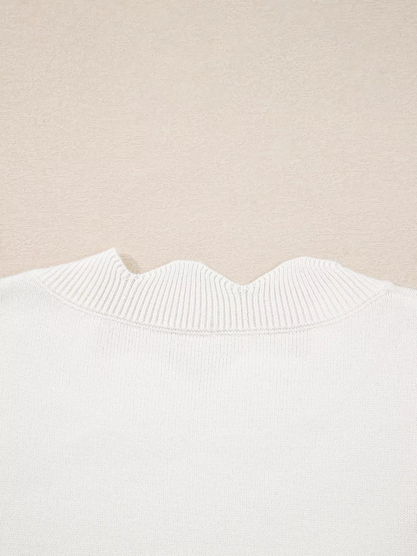 Floral Embroidered Scallop Hem Cropped Sweater